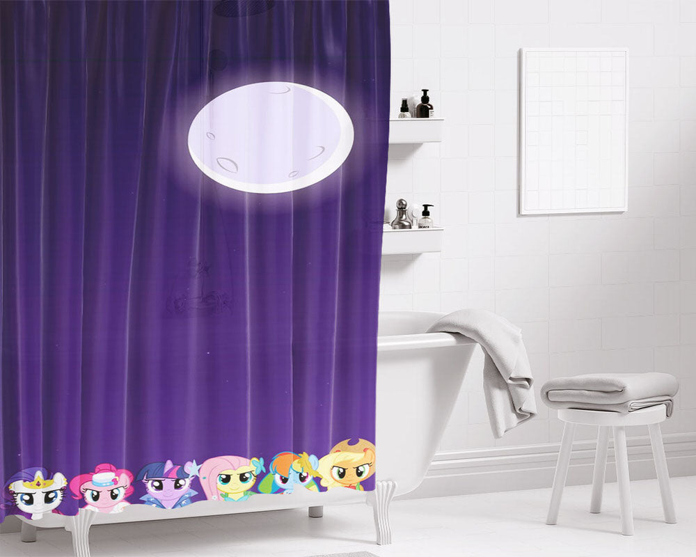 Litte Pony Wallpaper Bathroom Shower Curtain Fabric Waterproof | 66 X 72 Inch