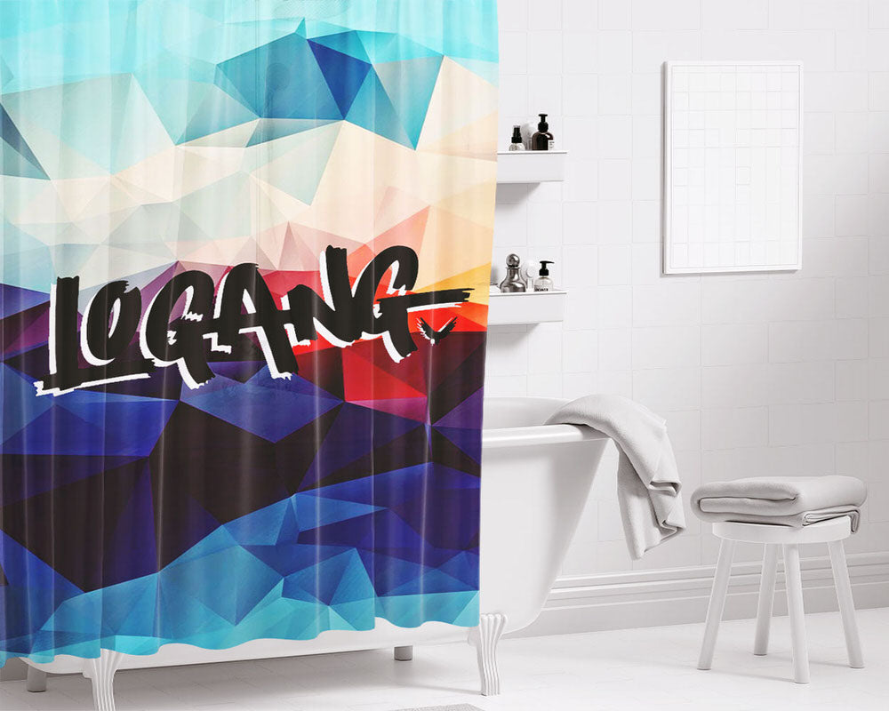 Loang Gradasi Black White Bathroom Shower Curtain Fabric Waterproof | 66 X 72 Inch