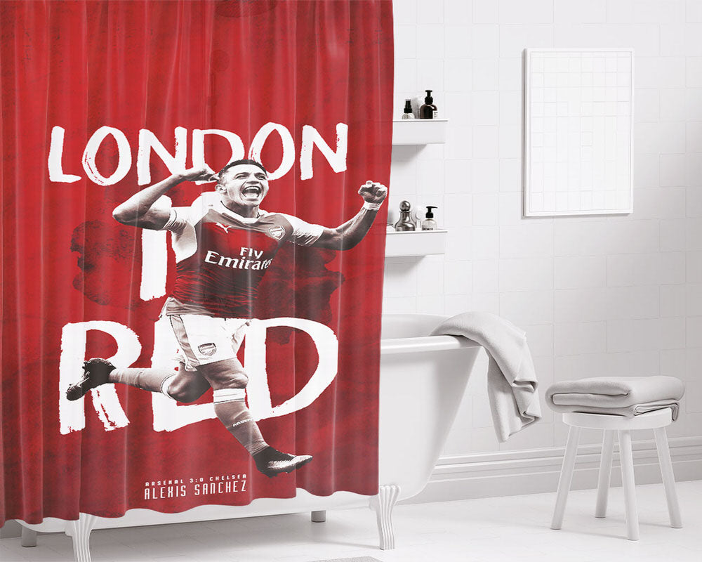 London Is Red Jersey Alexis Sanchez Bathroom Shower Curtain Fabric Waterproof | 66 X 72 Inch