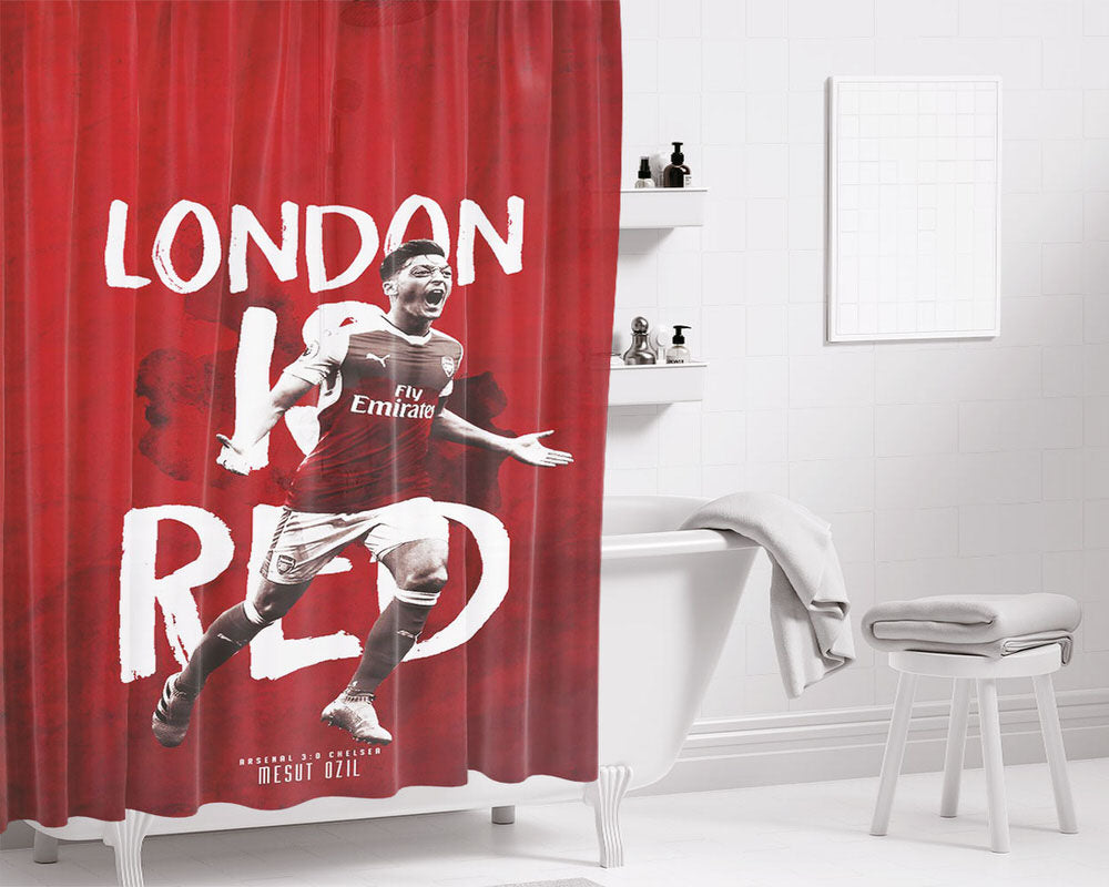 London Is Red Jersey Mesut Ozil Bathroom Shower Curtain Fabric Waterproof | 66 X 72 Inch