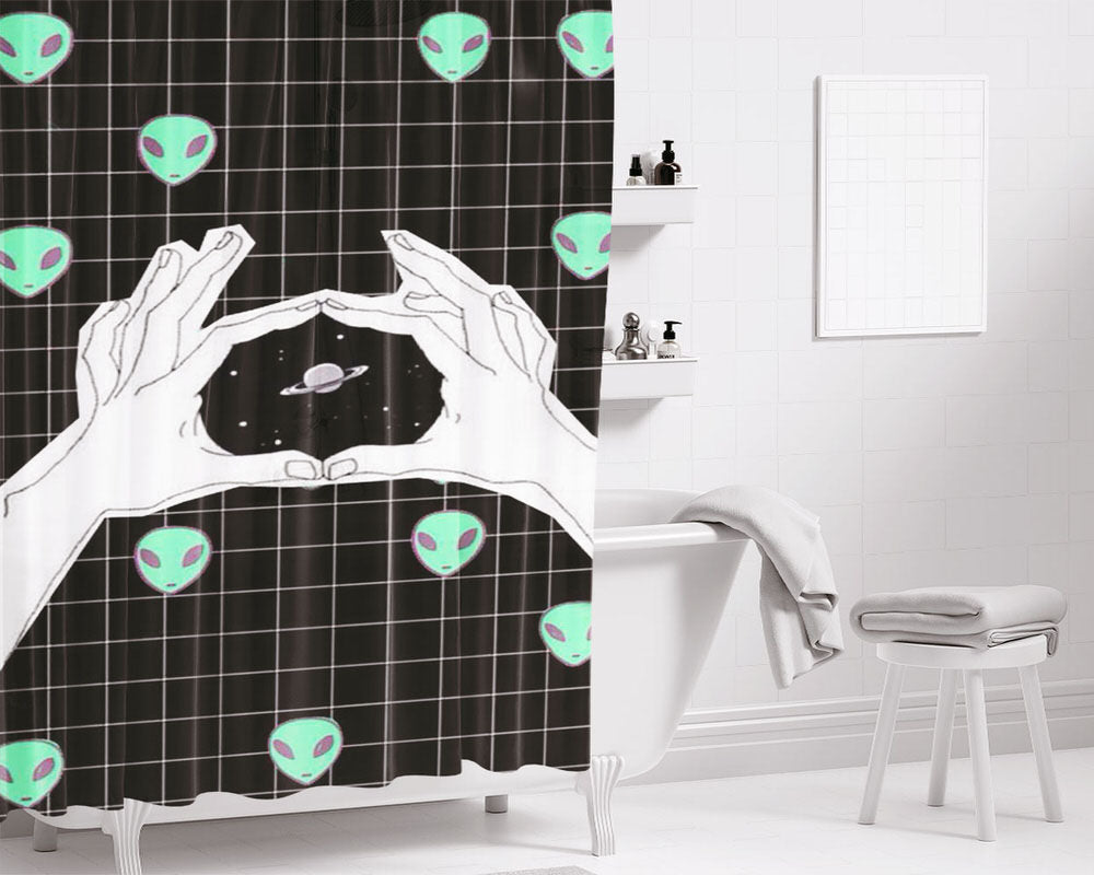 Love Galaxy Bathroom Shower Curtain Fabric Waterproof | 66 X 72 Inch