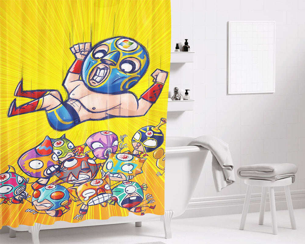 Luchador Bathroom Shower Curtain Fabric Waterproof | 66 X 72 Inch