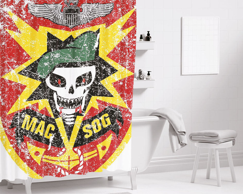 Mac Sog Military Symbol Bathroom Shower Curtain Fabric Waterproof | 66 X 72 Inch
