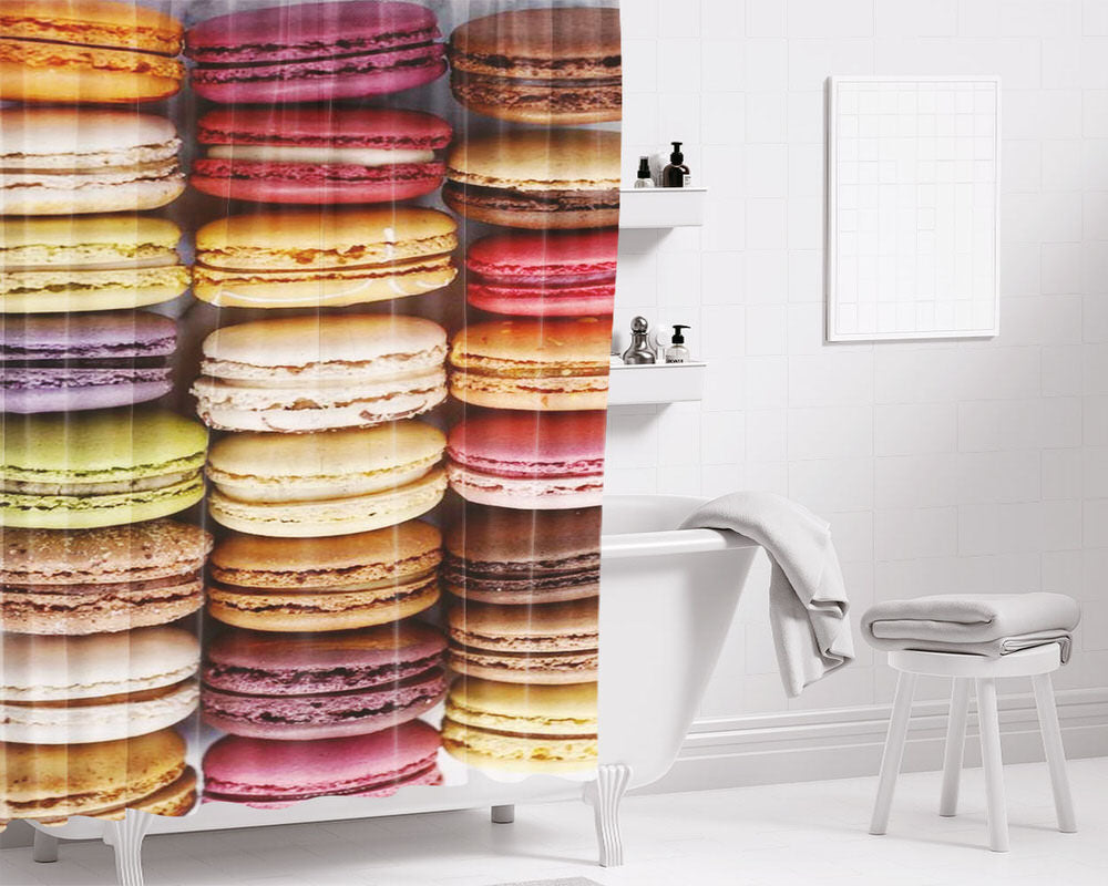 Macaron Fullcolor Bathroom Shower Curtain Fabric Waterproof | 66 X 72 Inch