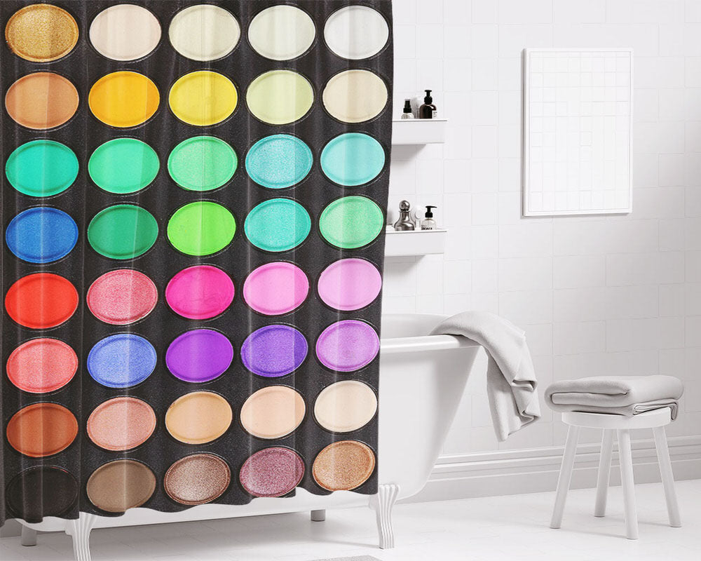 Makeup Palette Bathroom Shower Curtain Fabric Waterproof | 66 X 72 Inch