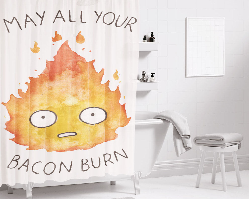 May All Your Bacon Burn Bathroom Shower Curtain Fabric Waterproof | 66 X 72 Inch