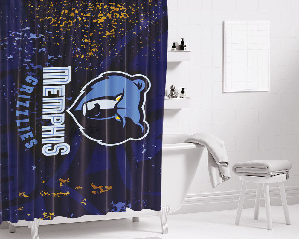 Mmemphis Grizzzlies Bathroom Shower Curtain Fabric Waterproof | 66 X 72 Inch