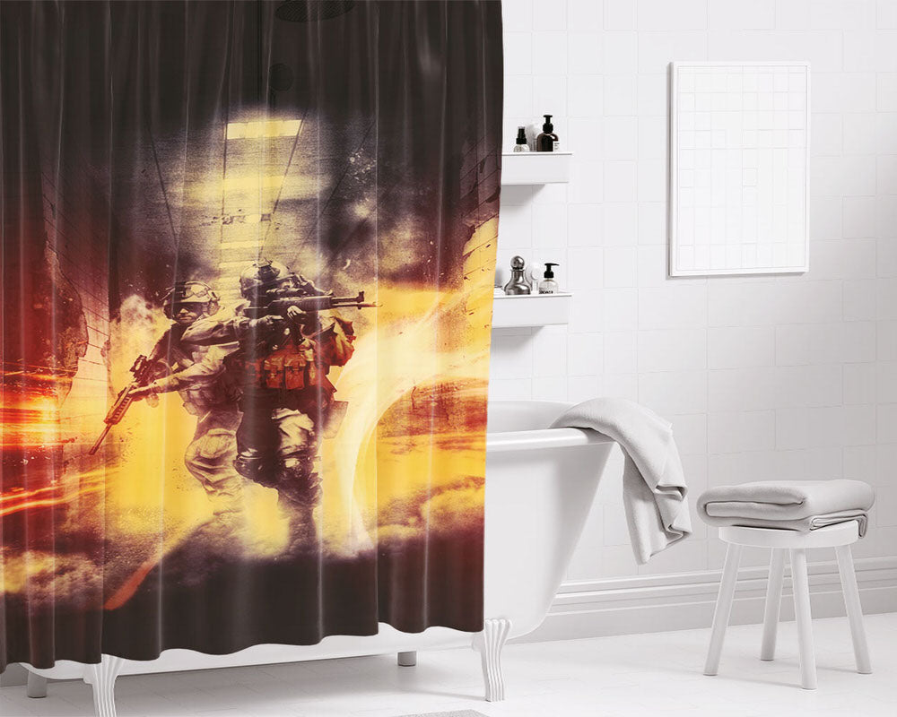 Modern Warfare Bathroom Shower Curtain Fabric Waterproof | 66 X 72 Inch