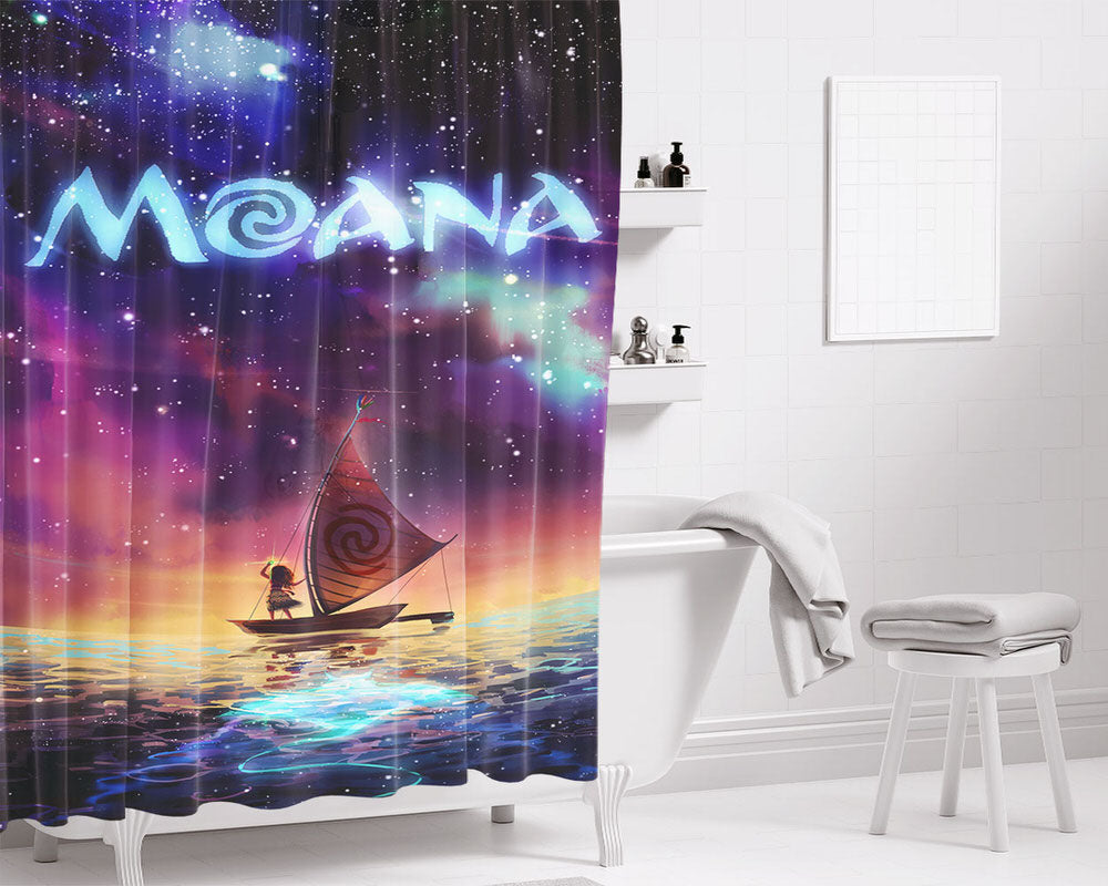 Mooana Of Night Bathroom Shower Curtain Fabric Waterproof | 66 X 72 Inch