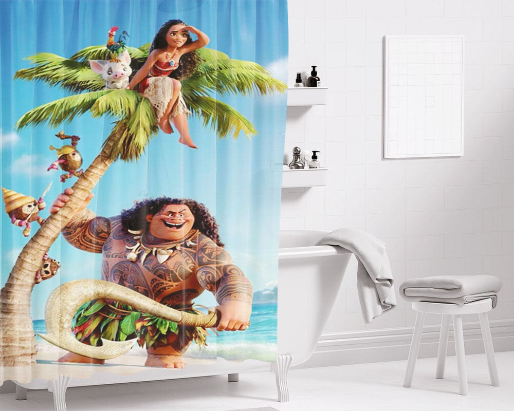 Mooana Poster Bathroom Shower Curtain Fabric Waterproof | 66 X 72 Inch