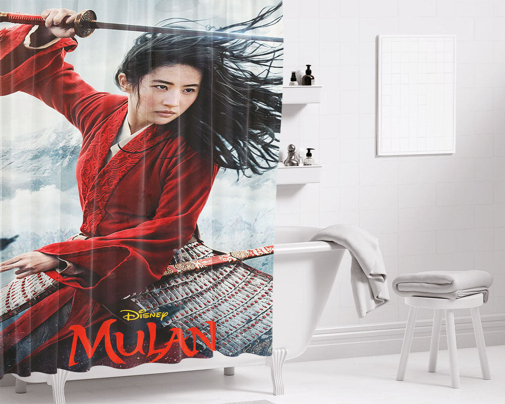 Mulan Action Movie Poster Bathroom Shower Curtain Fabric Waterproof | 66 X 72 Inch