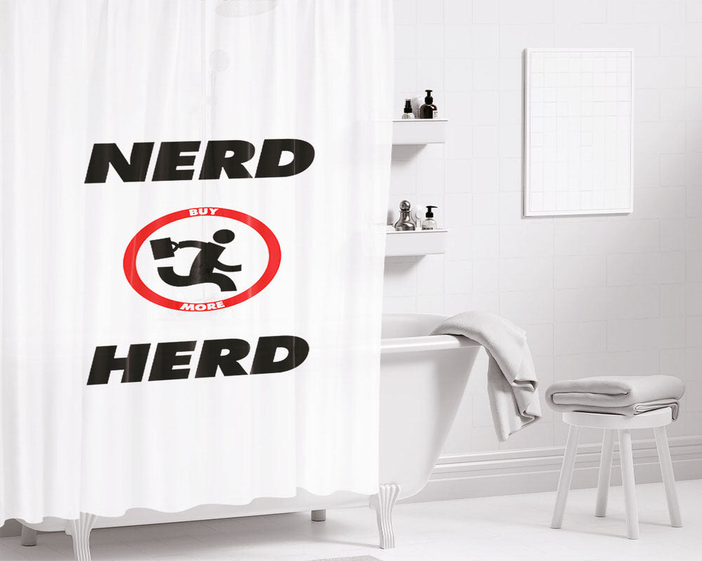 Nerd Herd From Chuck Bathroom Shower Curtain Fabric Waterproof | 66 X 72 Inch