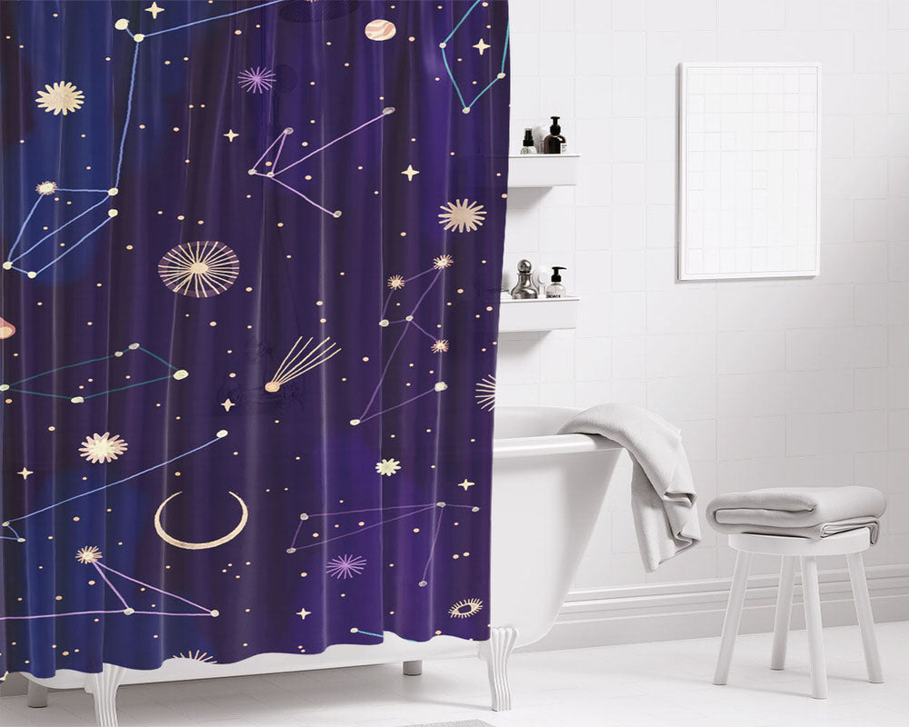Night Of A Thousand Moons Bathroom Shower Curtain Fabric Waterproof | 66 X 72 Inch