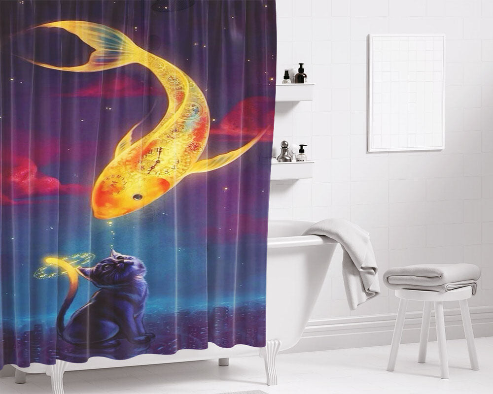 Pirelli Wallpaper Bathroom Shower Curtain Fabric Waterproof | 66 X 72 Inch