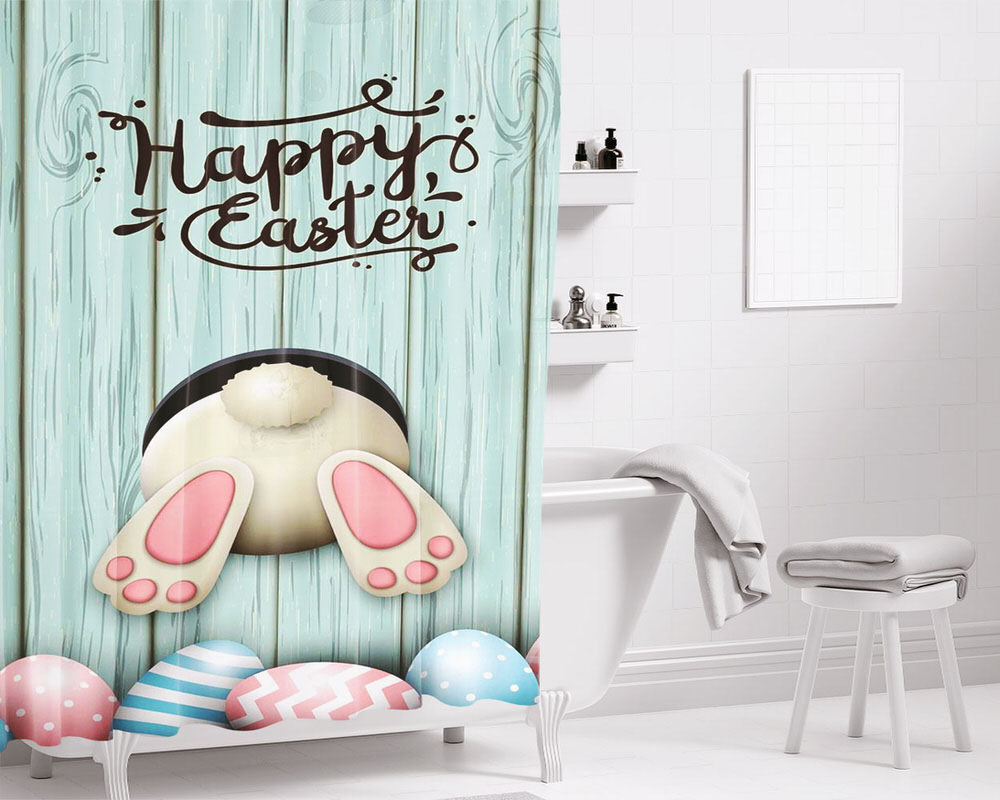 Rabbit Happy Easter Bathroom Shower Curtain Fabric Waterproof | 66 X 72 Inch