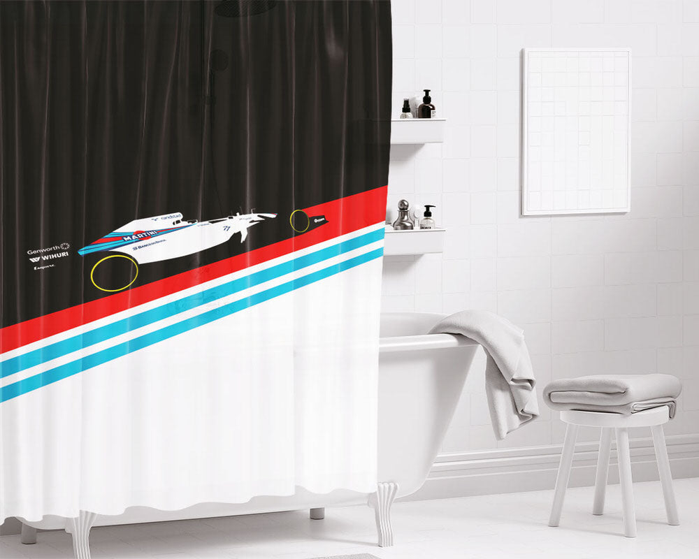 Racing Minimalist Bathroom Shower Curtain Fabric Waterproof | 66 X 72 Inch