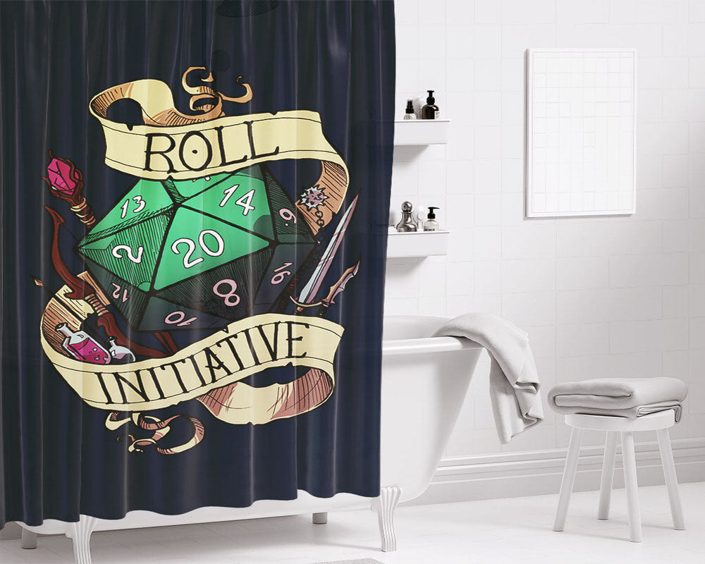 Roll Initiative Bathroom Shower Curtain Fabric Waterproof | 66 X 72 Inch