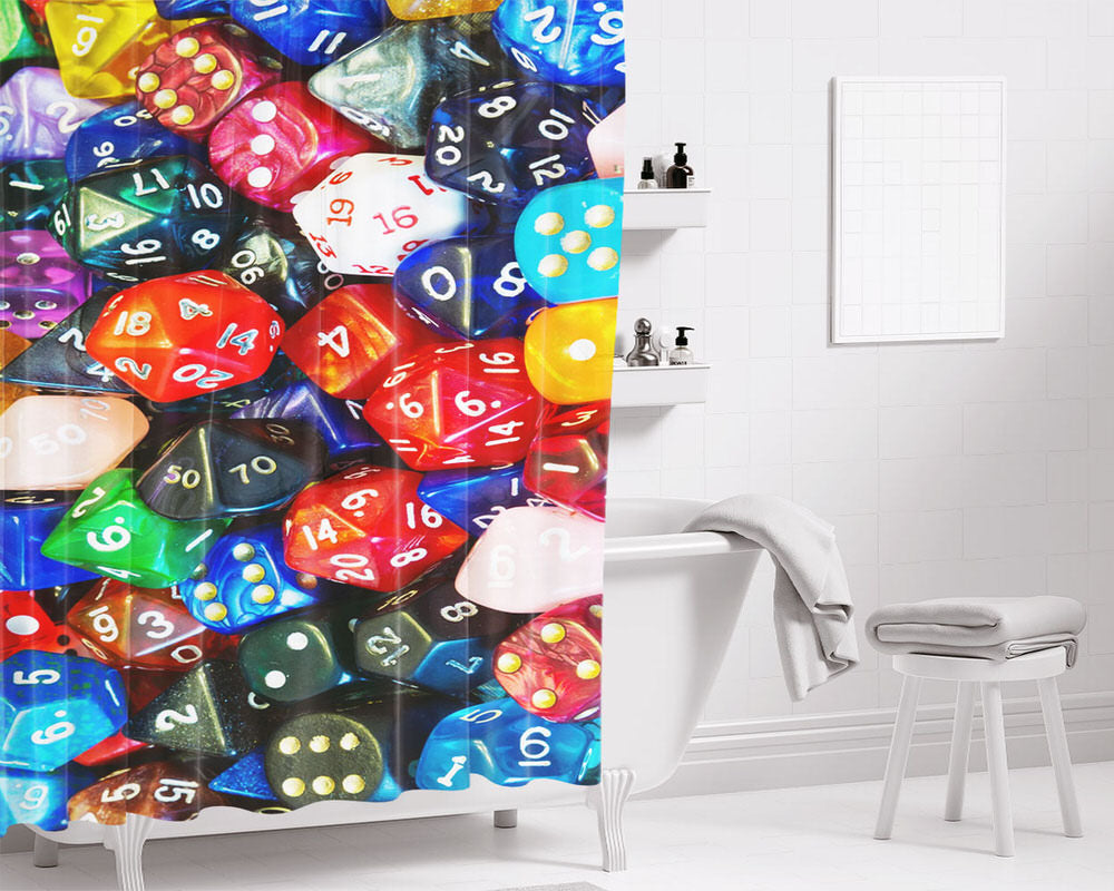Rpg Dice Color Collections Wallpaper Bathroom Shower Curtain Fabric Waterproof | 66 X 72 Inch