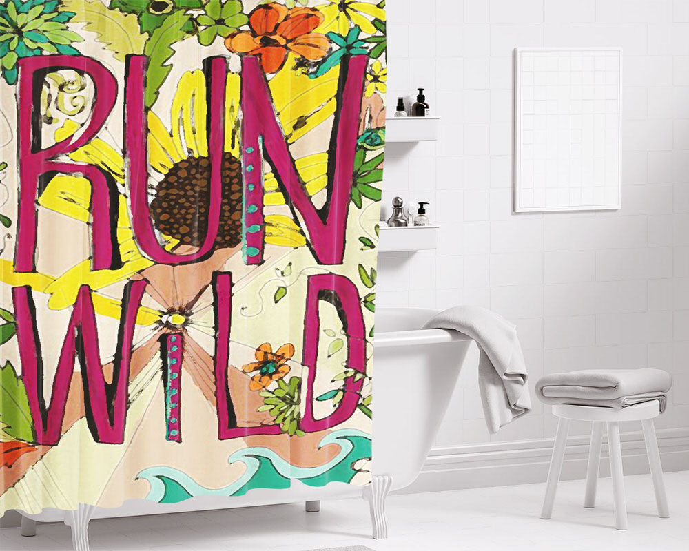 Run Wild Bathroom Shower Curtain Fabric Waterproof | 66 X 72 Inch