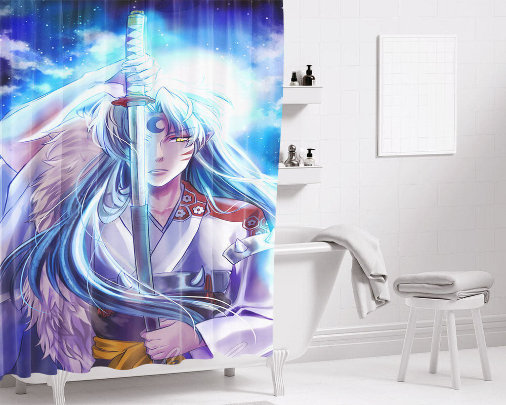 Sesshomaru Tenseiga Sword Tokijin Bathroom Shower Curtain Fabric Waterproof | 66 X 72 Inch