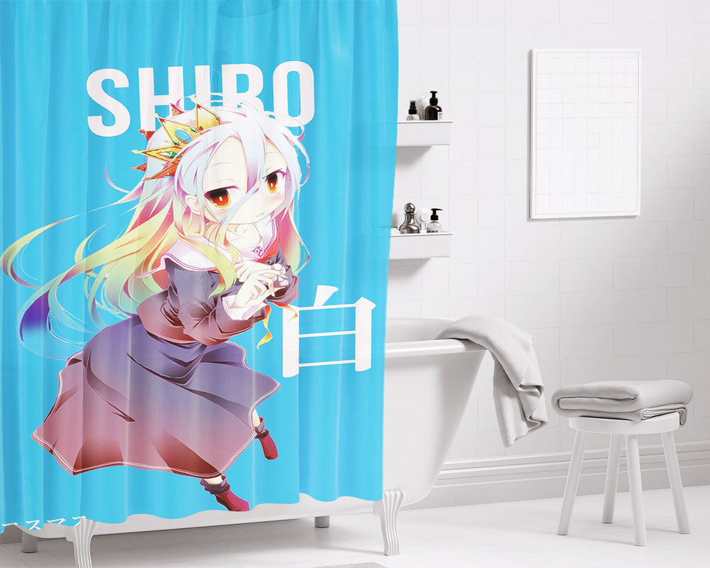 Shiro No Game No Life Bathroom Shower Curtain Fabric Waterproof | 66 X 72 Inch
