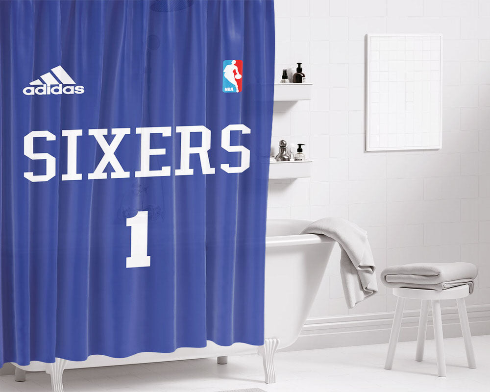 Sixers 1 Bathroom Shower Curtain Fabric Waterproof | 66 X 72 Inch