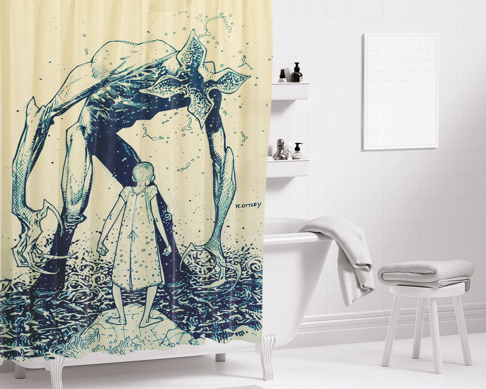 Sketch Demogorgon Eleven Bathroom Shower Curtain Fabric Waterproof | 66 X 72 Inch