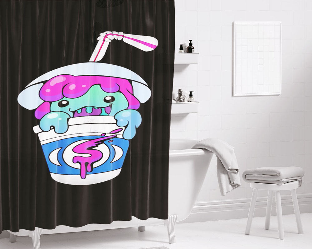 Slushii Logo Background Black Bathroom Shower Curtain Fabric Waterproof | 66 X 72 Inch