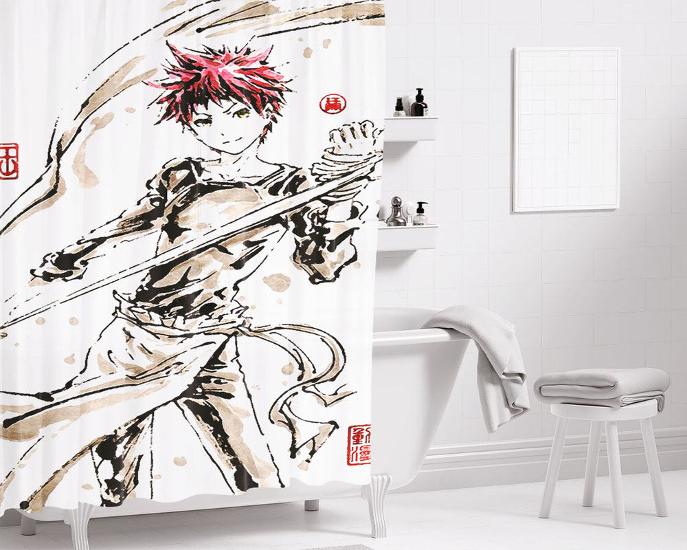 Soma Yukihira Shokugeki Bathroom Shower Curtain Fabric Waterproof | 66 X 72 Inch