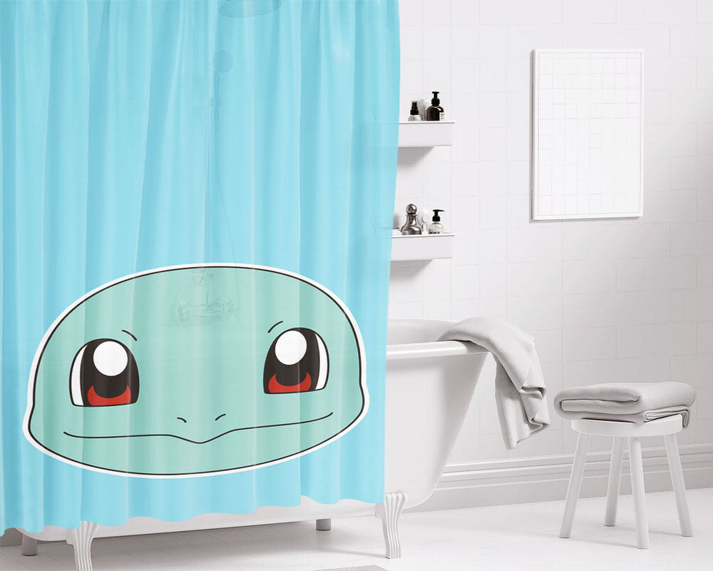 Squirtle Head Bathroom Shower Curtain Fabric Waterproof | 66 X 72 Inch
