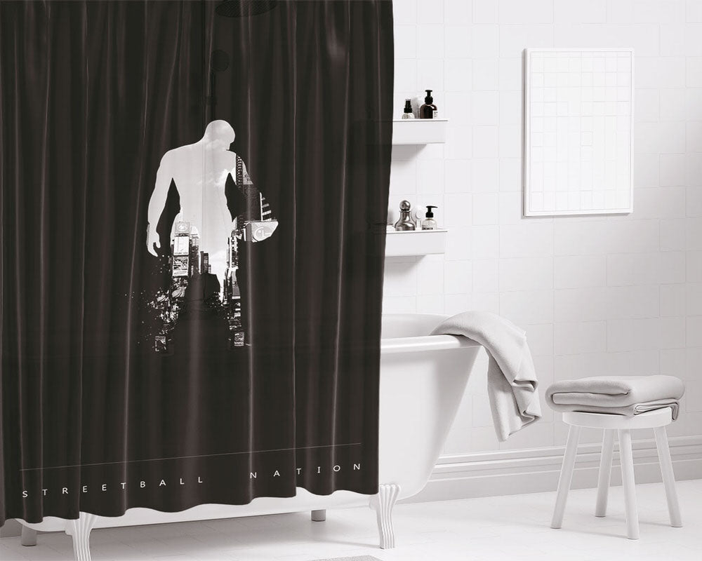 Streetball Nation Bathroom Shower Curtain Fabric Waterproof | 66 X 72 Inch