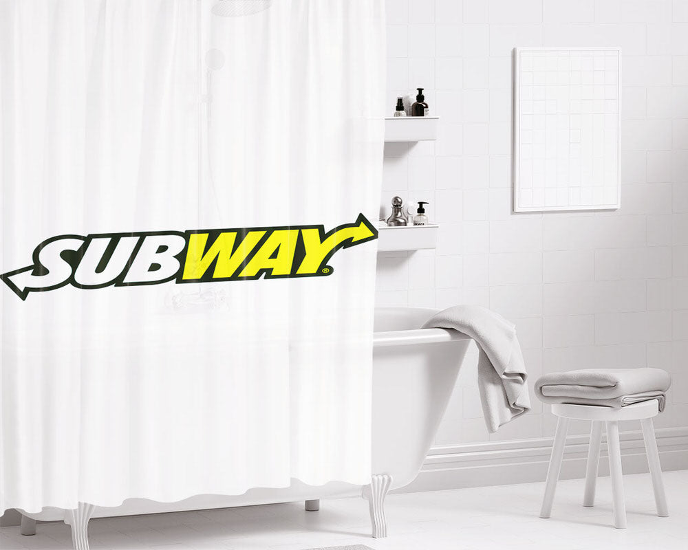 Subway Black Bathroom Shower Curtain Fabric Waterproof | 66 X 72 Inch