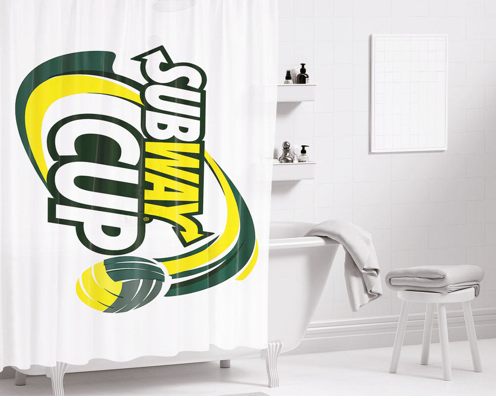 Subway Cup Logo Colour Bathroom Shower Curtain Fabric Waterproof | 66 X 72 Inch