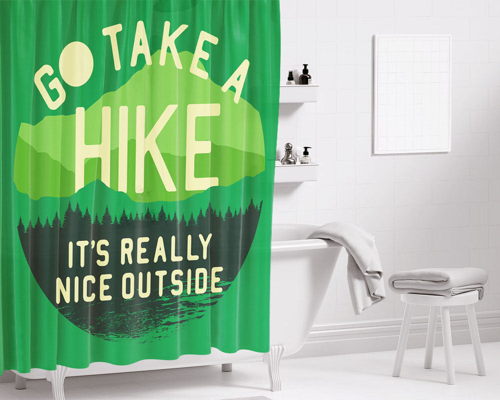 Take A Hike Bathroom Shower Curtain Fabric Waterproof | 66 X 72 Inch