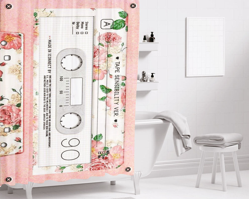 Tape Pink 90 Bathroom Shower Curtain Fabric Waterproof | 66 X 72 Inch