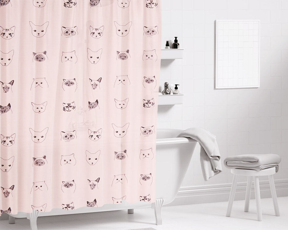Tapete Mit Katzen Bathroom Shower Curtain Fabric Waterproof | 66 X 72 Inch