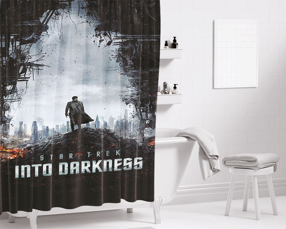 Tar Trek Into Darkness Poster Bathroom Shower Curtain Fabric Waterproof | 66 X 72 Inch