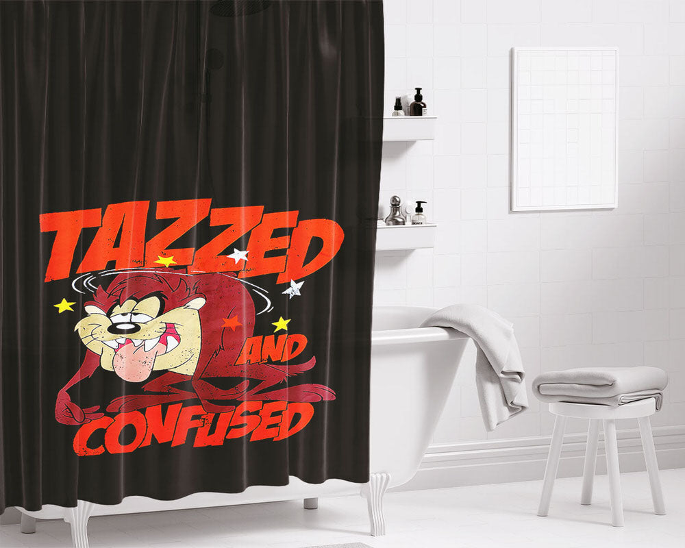 Taz-Mania Confised Tazz Bathroom Shower Curtain Fabric Waterproof | 66 X 72 Inch