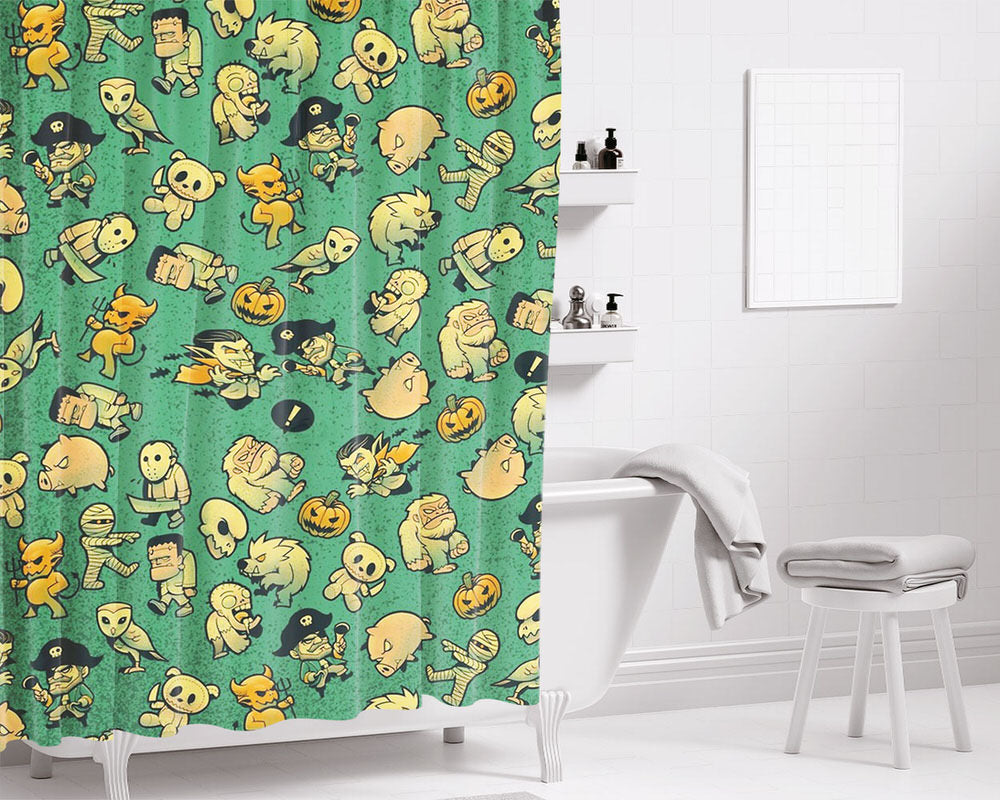 Terror Halloween Attack Bathroom Shower Curtain Fabric Waterproof | 66 X 72 Inch