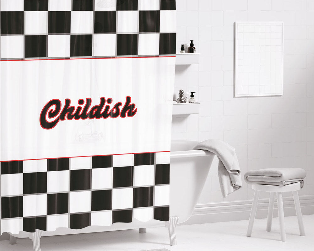Tgfbro Childish Hoodie Checkerboard Bathroom Shower Curtain Fabric Waterproof | 66 X 72 Inch