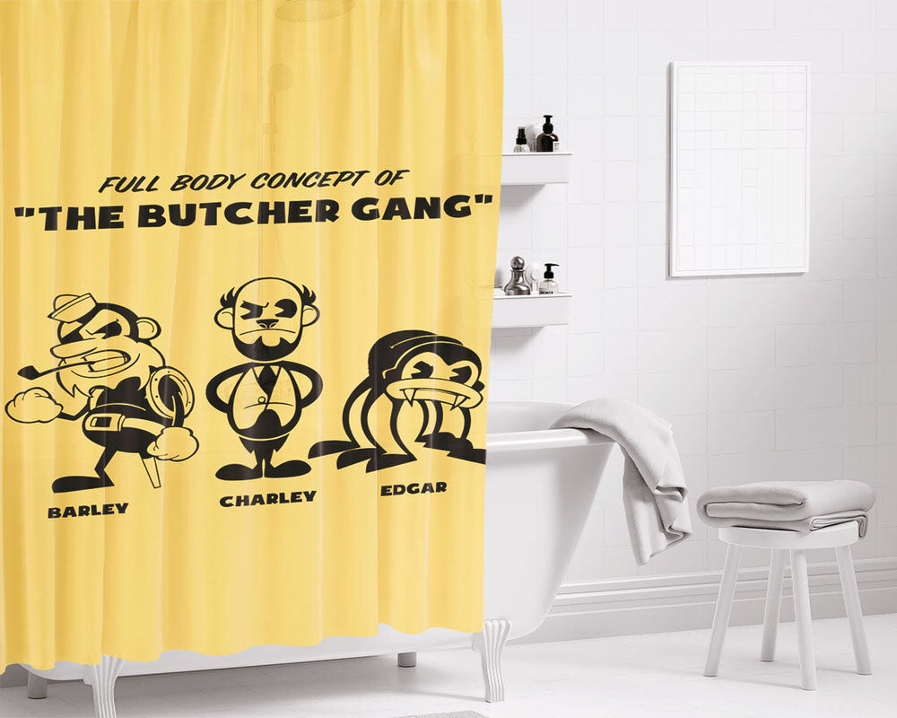 The Butcher Gang Bathroom Shower Curtain Fabric Waterproof | 66 X 72 Inch