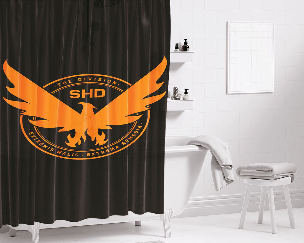 The Division 2 Shd Phoenix Logo Bathroom Shower Curtain Fabric Waterproof | 66 X 72 Inch