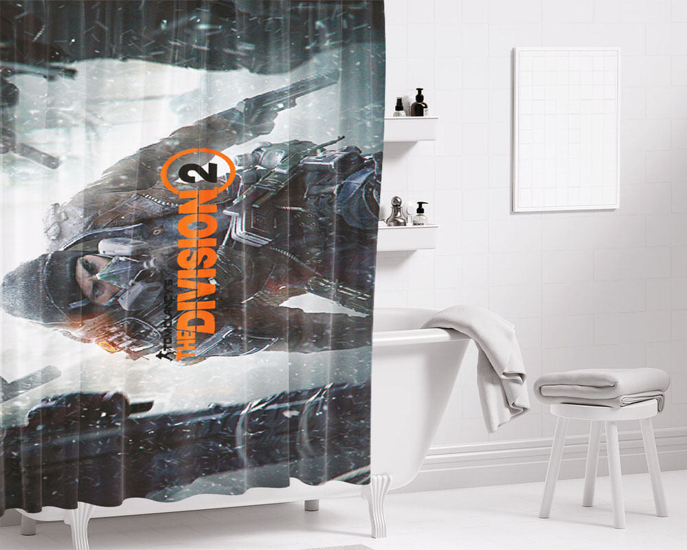 The Division 2 Wallpaper Bathroom Shower Curtain Fabric Waterproof | 66 X 72 Inch