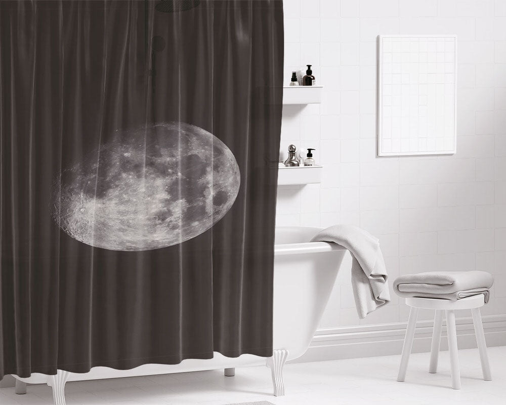 The Moon Bathroom Shower Curtain Fabric Waterproof | 66 X 72 Inch