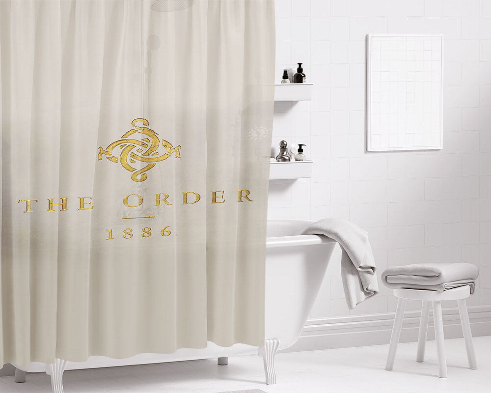 The Order 1886 Gold Bathroom Shower Curtain Fabric Waterproof | 66 X 72 Inch