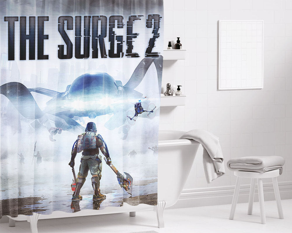 The Surge 2 Bathroom Shower Curtain Fabric Waterproof | 66 X 72 Inch