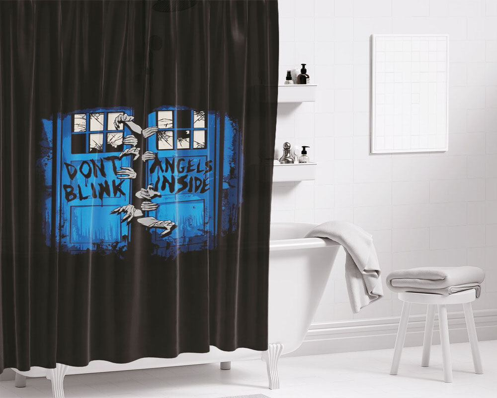 The Time Traveler Dr Who Dont Blink Bathroom Shower Curtain Fabric Waterproof | 66 X 72 Inch