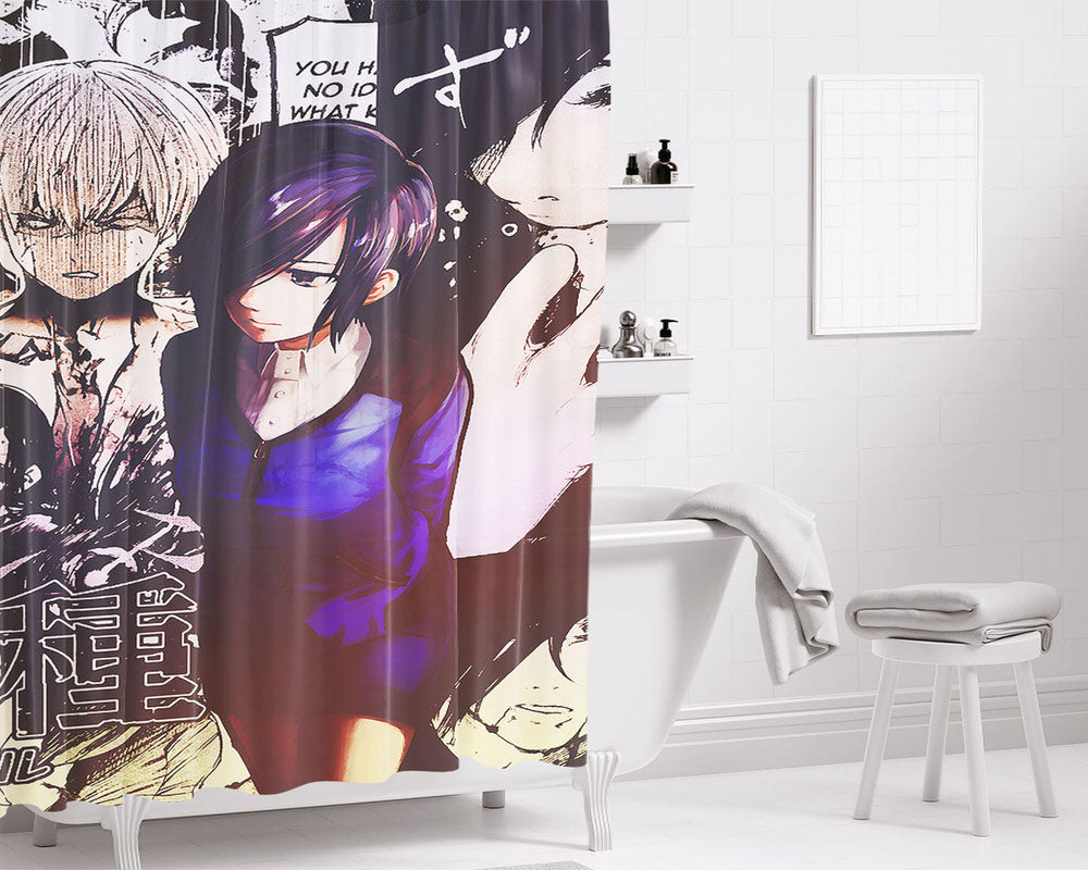 Touka Kirishima Comic Bathroom Shower Curtain Fabric Waterproof | 66 X 72 Inch