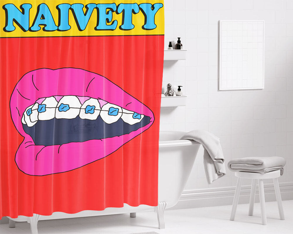 Tyler Spangler Naivety Lips Minimalist Wallpaper Bathroom Shower Curtain Fabric Waterproof | 66 X 72 Inch
