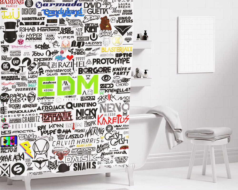 Urban Edm Bathroom Shower Curtain Fabric Waterproof | 66 X 72 Inch